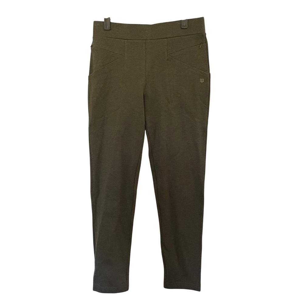 Betabrand Journey Pants M Long Olive Green Zipper Yoga Dress Pants Skinny W1503